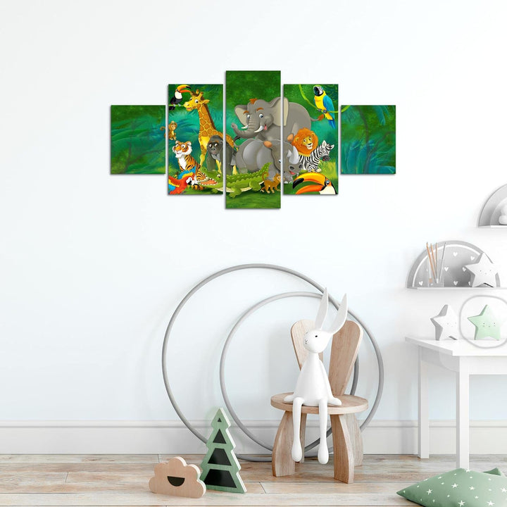 Runa Art Wandbilder Afrika Affen 5 Teilig Bild auf Vlies Leinwand Deko Wohnzimmer Schlafzimmer Kinde