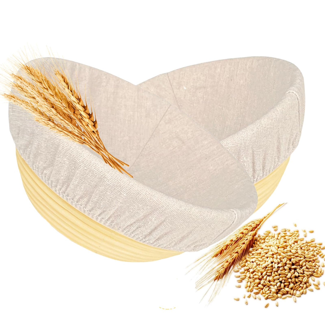 2pcs Gärkorb Rund 23cm, BannetonSet, Gärkörbchen Set, Brotkorb aus nachhaltigem Rattan, Zum Brotback