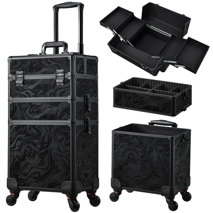 Kosmetik Trolley 3-in-1 Make up Koffer Kosmetikkoffer Trolley Schminkkoffer Gross Friseurkoffer mit