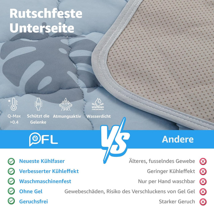 PICK FOR LIFE Kühlmatte Hund 70x55cm Waschbar, Selbstkühlende Eisseide Hundematte für Sommer, Kühlde