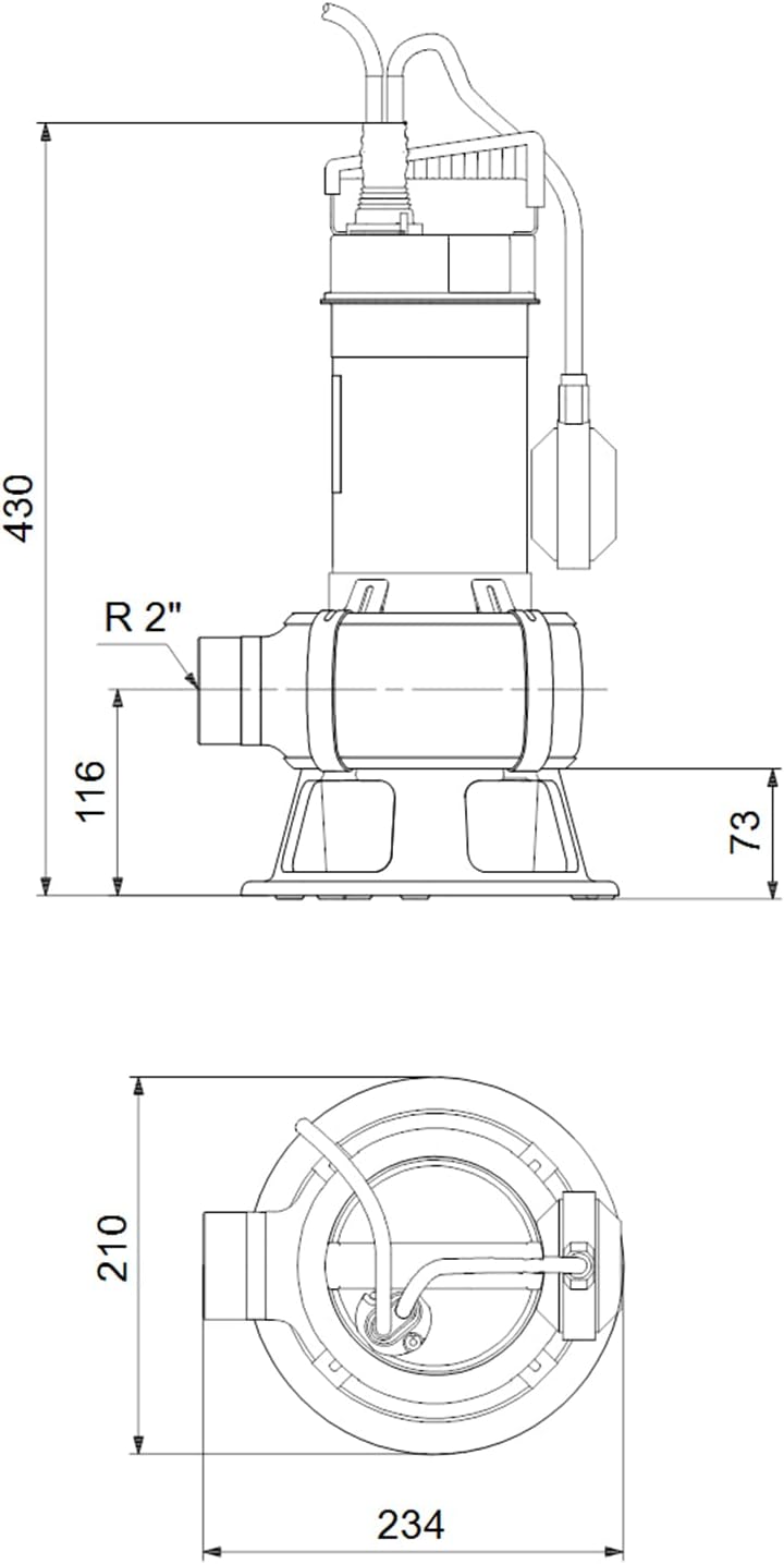 Grundfos Unilift AP35B – Pumpe Hochdruck 35b.50.06.a1 1 x 230 V 1 KW mit Schalter 2 "