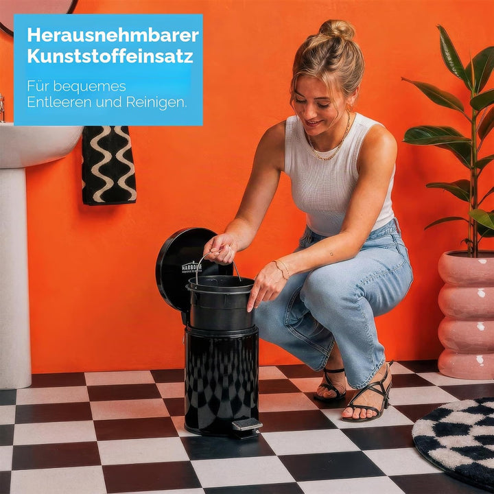 Harbour Housewares Runde Badezimmerpedalbehälter - 3L - Rot, rot