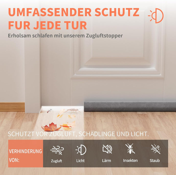 BKSAI Zugluftstopper für Türen Rückstandlos Türdichtung Haustür 60-110CM Windstopper Kälteschutz Sch