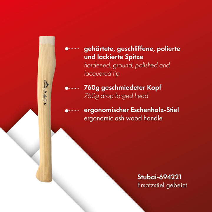Stubai 694221 Eschenstiel 450 mm gebeizt zu Handsappel 694201, Braun, 28 x 13 x 13 cm 28 x 13 x 13 c