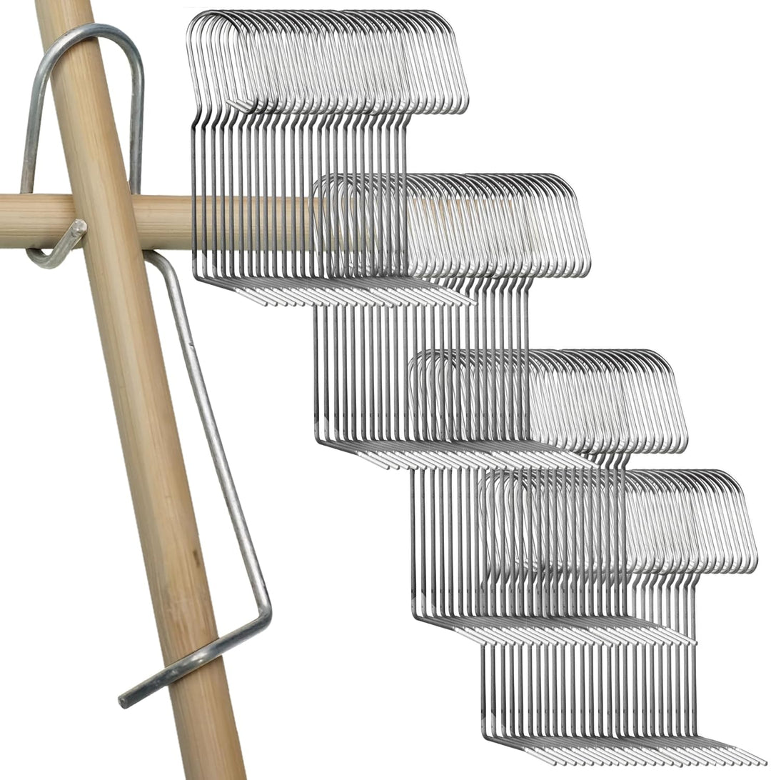 100 Tonkinklammern (Bambusklammern, Clips) aus Edelstahl 306 für Bambus Stangen (Bambusrohr) mit Dur