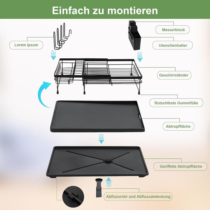 ROTTOGOON Abtropfgestell Geschirr Erweiterbares Abtropfgestell für Küchentheke Faltbares Edelstahl G