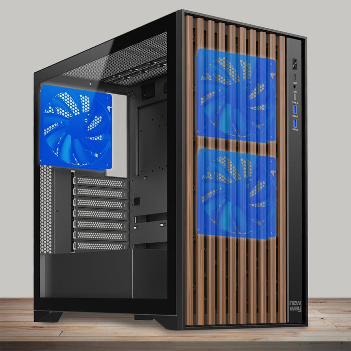 NEWWAY - 2024 Neu - NW1 PC-Gehäuse aus Holz - Mittlere Tower kompatibel mit ATX/Micro-ATX/ITX - Typ
