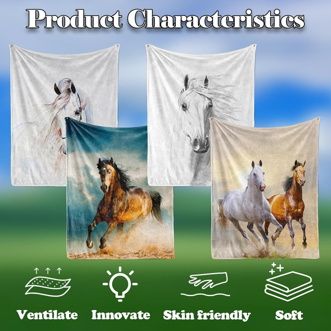 Pferd Kuscheldecke Flanell Decke Fleecedecke Flauschig Weich und Warme,3D Pferd Wohndecke Sofadecke
