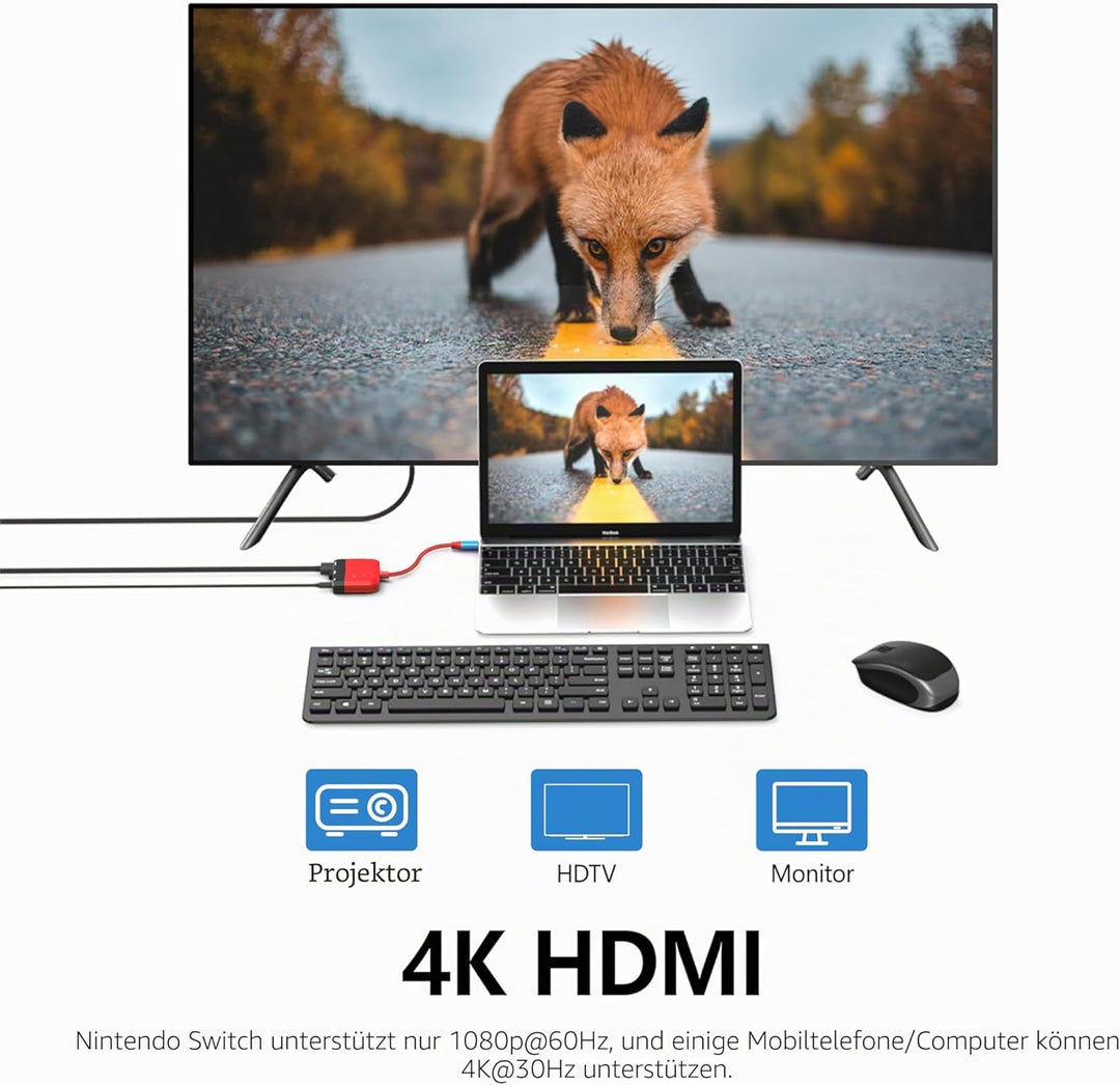 Switch Dock für Nintendo Switch/OLED Switch, 3-in-1 Mini Switch TV Dock mit 4K HDMI USB 3.0 Port USB