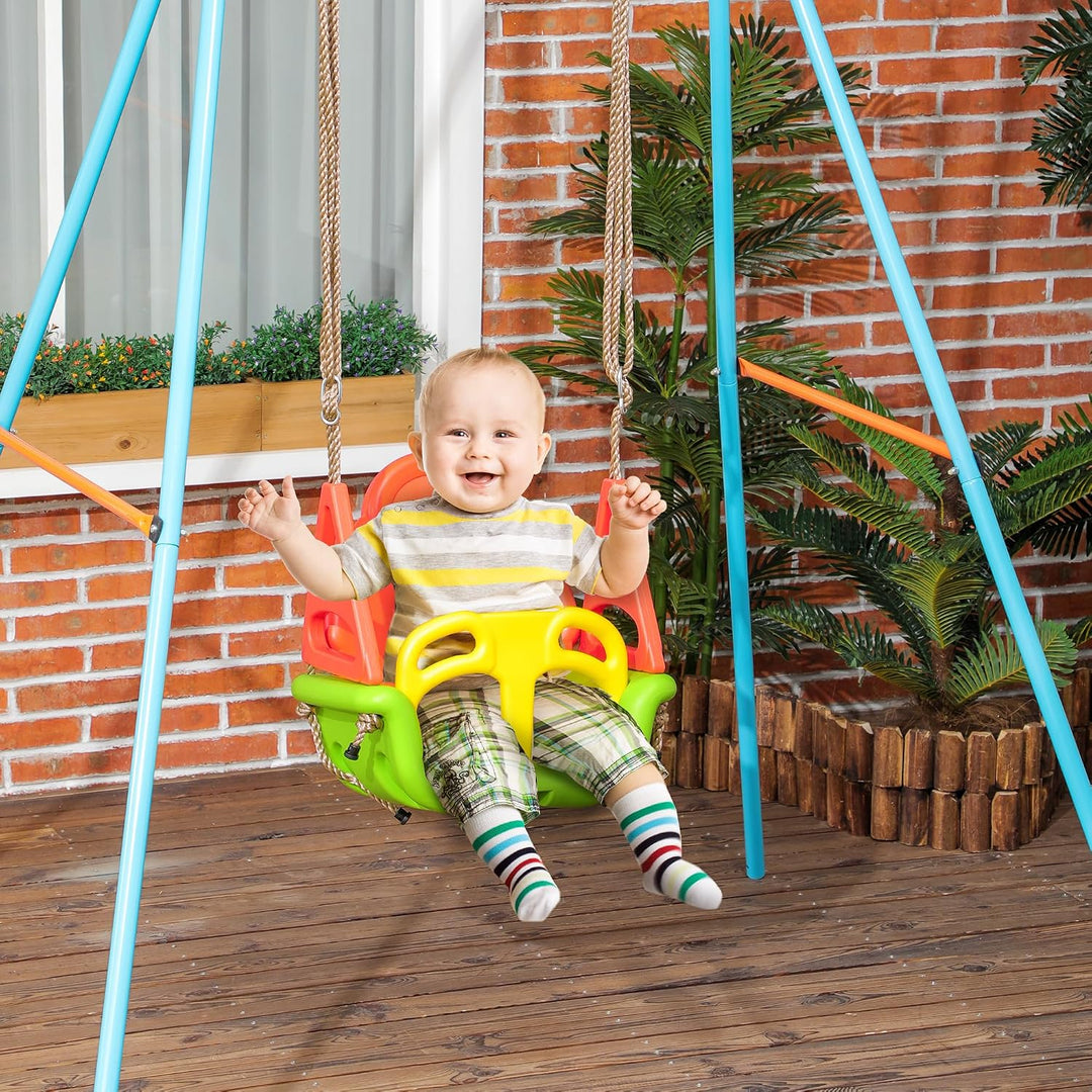Outsunny Babyschaukel 3 in 1 Kinderschaukel Babysitz verstellbar Mitwachsend Schaukelsitz mit Rücken