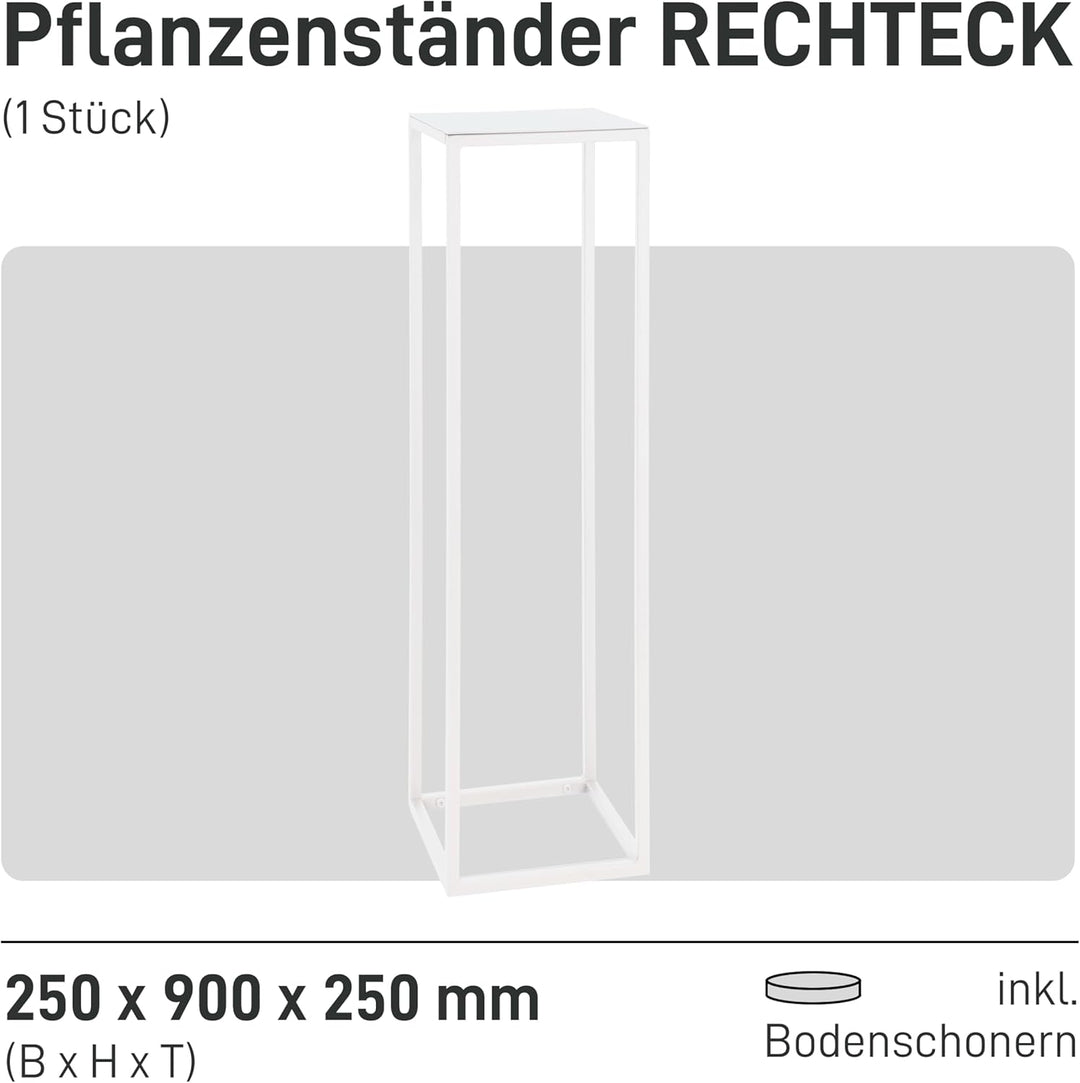 Natural Goods Berlin 1x Blumenständer Metall Weiss 90 cm - Eckiger Deko Pflanzenständer - Blumenhock