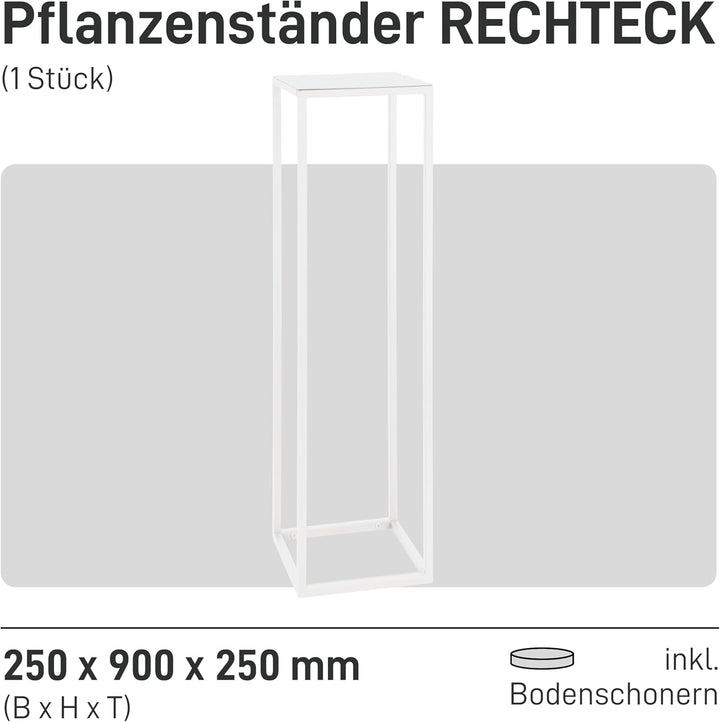 Natural Goods Berlin 1x Blumenständer Metall Weiss 90 cm - Eckiger Deko Pflanzenständer - Blumenhock