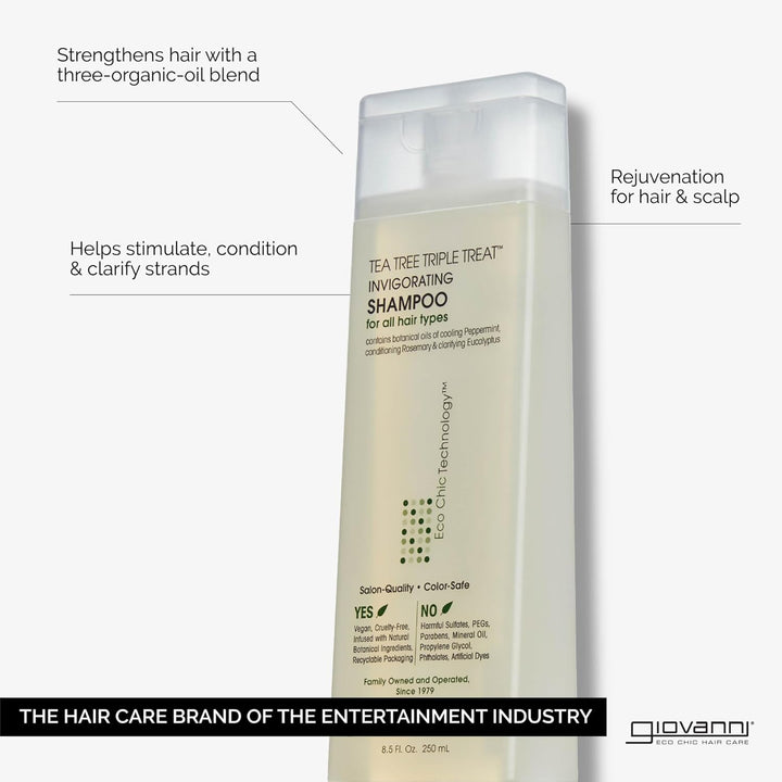 Giovanni Cosmetics Tea Tree Triple Treat Invigorating Shampoo, 24 Oz