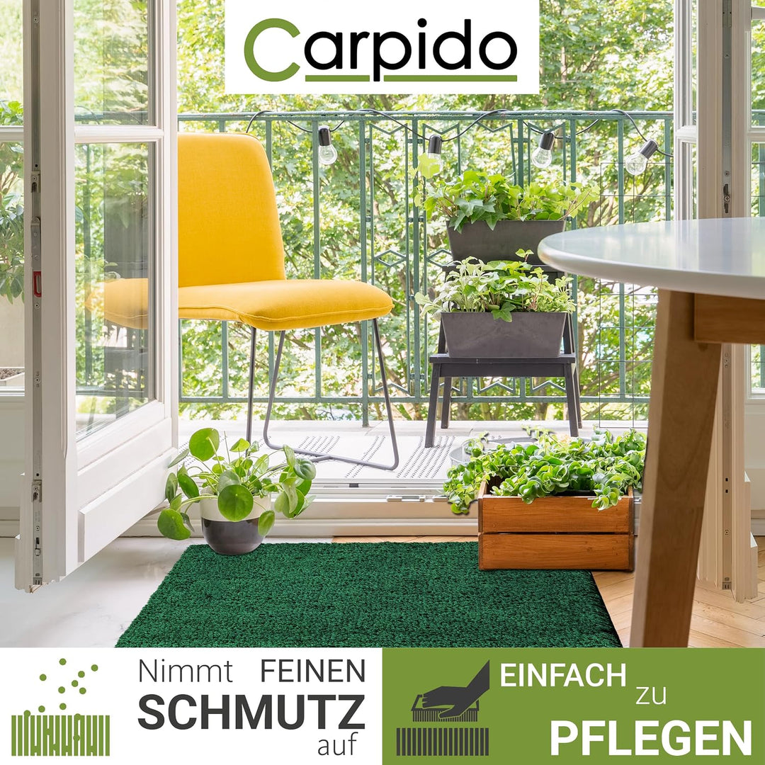 rutschfeste Kokosmatte - 40 x 60 cm Grün - Nachhaltige Naturfaser für den überdachten Aussenbereich