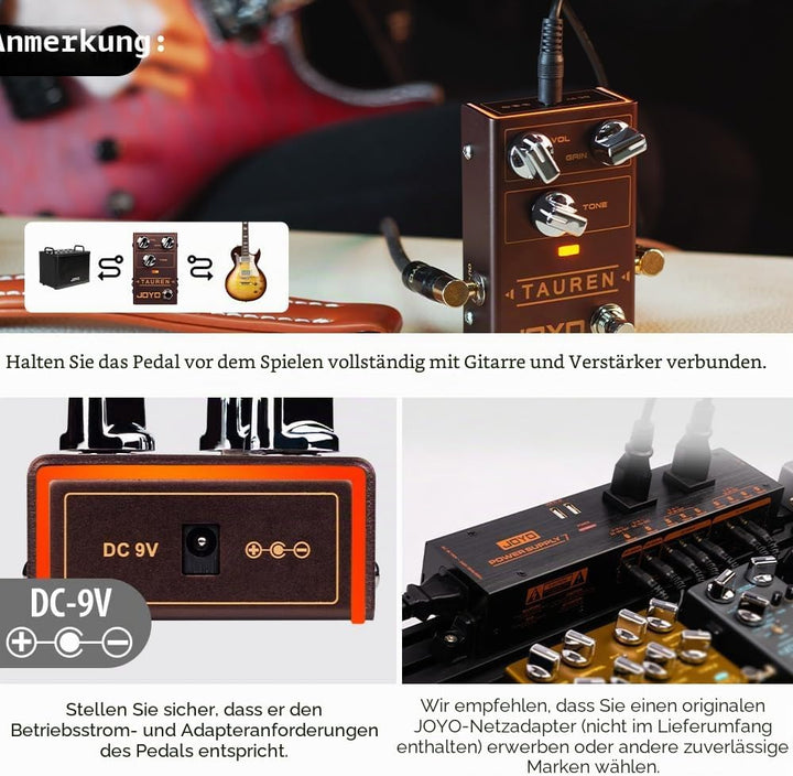 JOYO Overdrive Distortion Pedal R Series High Gain OD Clean Boost to Dist für E-Gitarren-Effekt (Tau