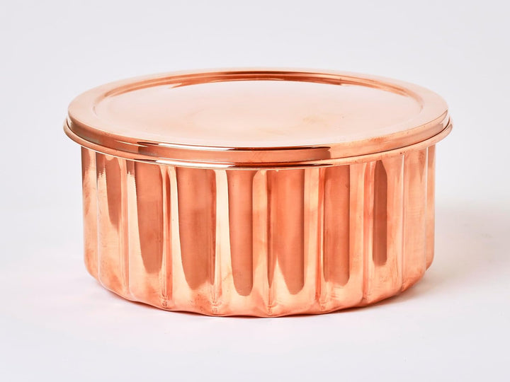 Ardosia Kupfer Flan-Form mit Deckel – Handgefertigt – Ø18 cm – Innen verzinnt – Dichtschliessender D