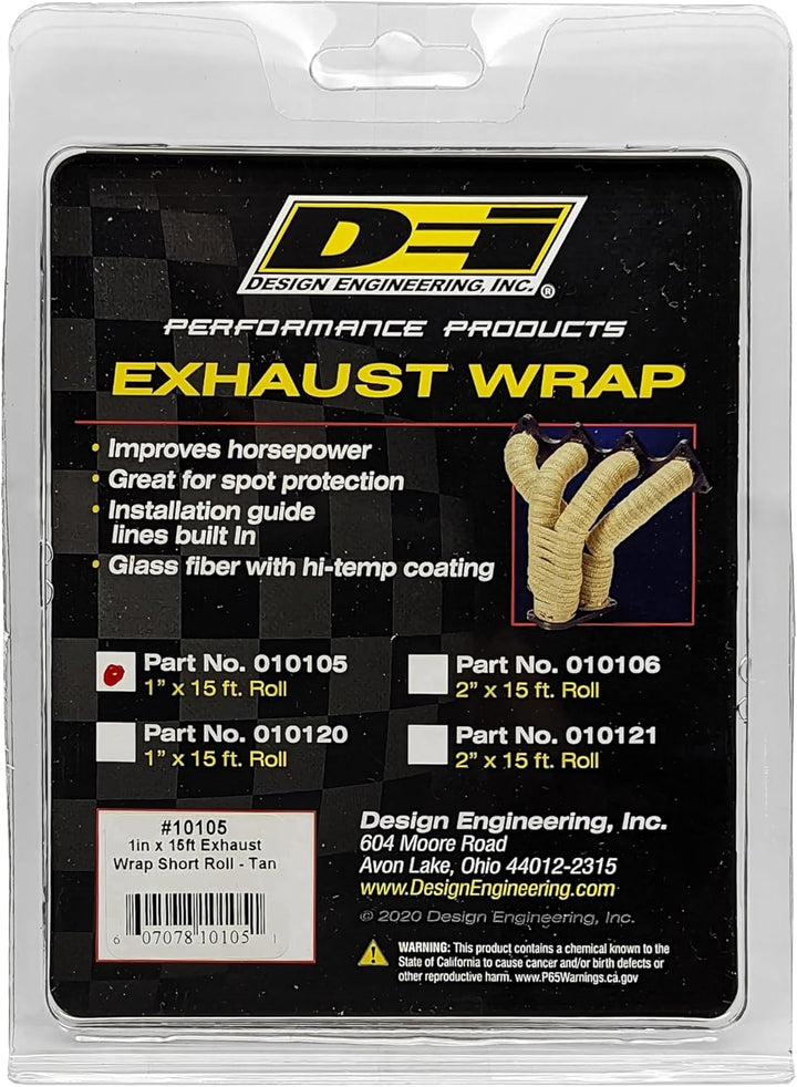Design Engineering Dei 457 Auspuff Wärme Wrap, 2,5 cm X 50 'Roll – Tan 1\" x 15' Roll hautfarben, 1\