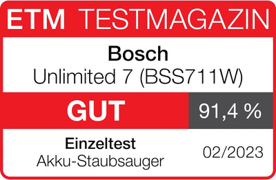 Bosch Akku-Staubsauger Unlimited 7 BSS711W, kabelloser Handstaubsauger, beutellos, Wechselakku, Knic