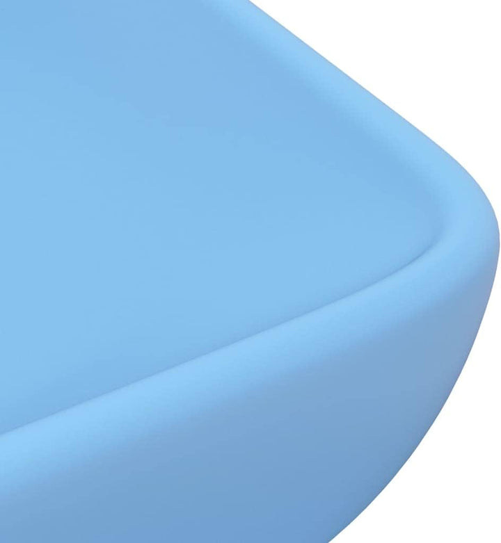 HOMIUSE Luxus-Waschbecken Rechteckig Matt Hellblau 71x38 cm Keramik Waschbecken Waschtisch Aufsatzwa