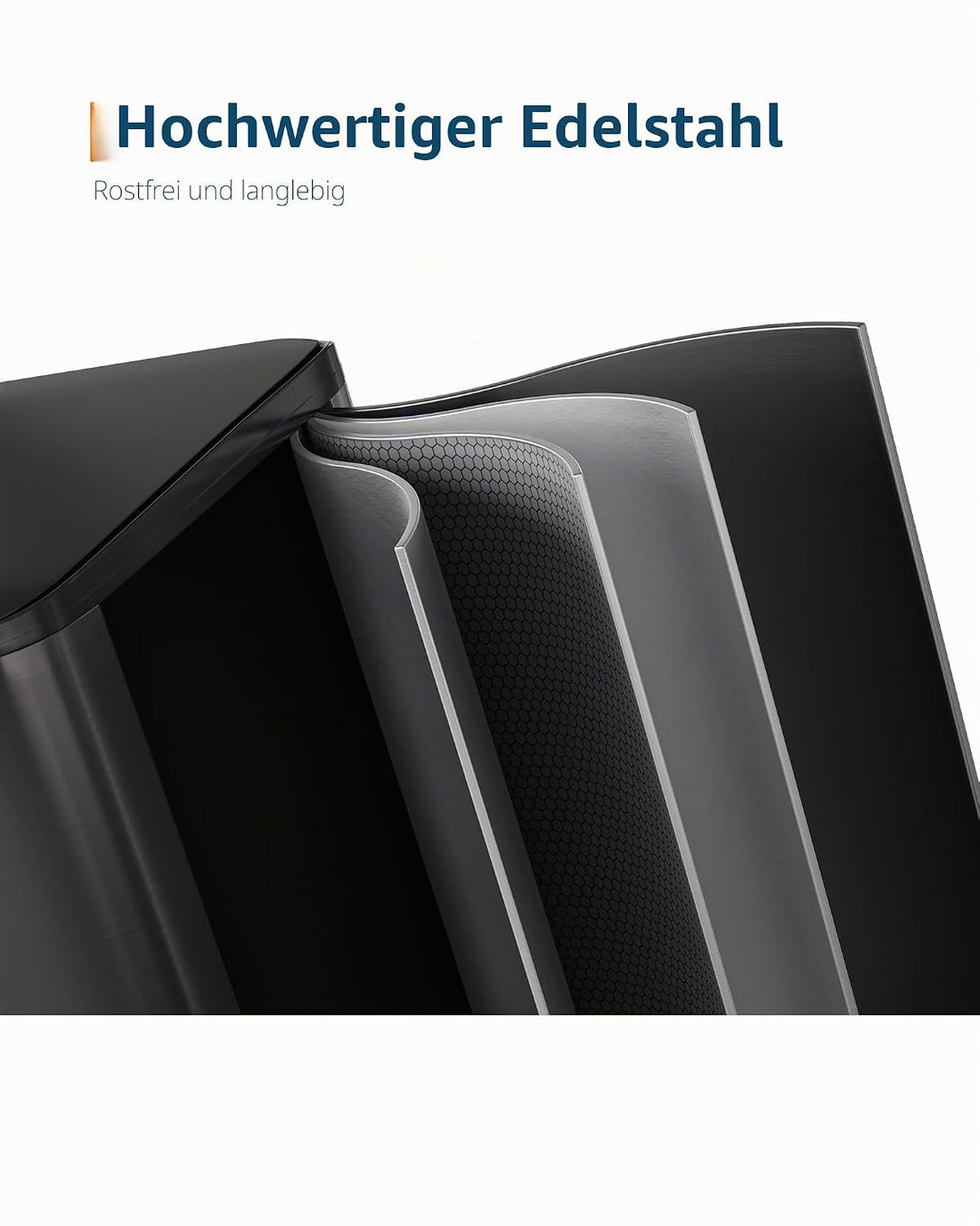 GarveeHome Mülleimer Küche, 2 x 40 L, Mülltrennsystem 2 Fächer, Metall-Tretmülleimer mit Seitlichem
