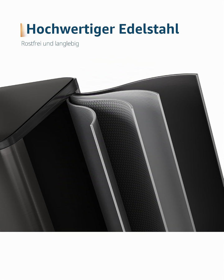 GarveeHome Mülleimer Küche, 2 x 40 L, Mülltrennsystem 2 Fächer, Metall-Tretmülleimer mit Seitlichem