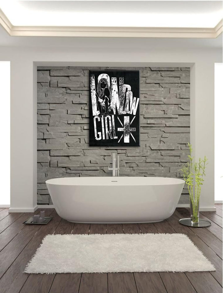 Dark London-Girl black Bild auf Leinwand, XXL riesige Bilder fertig gerahmt mit Keilrahmen, Kunstdru