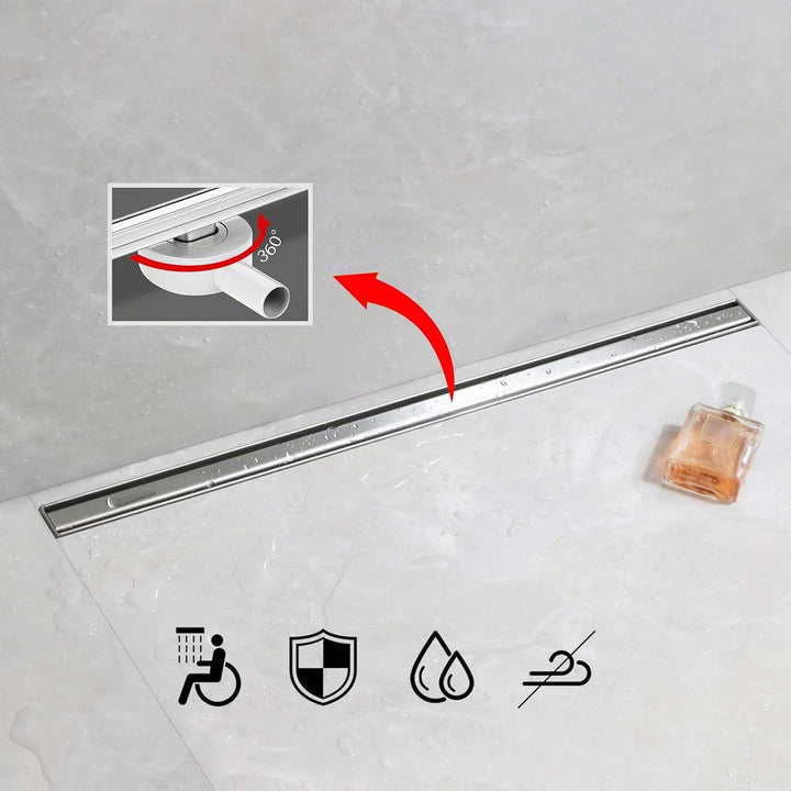 SaniteModar Duschrinne 60cm, Siphon mit Geruchsstop und Haarfilter, schlankes Auslaufrohr. Die Dusch