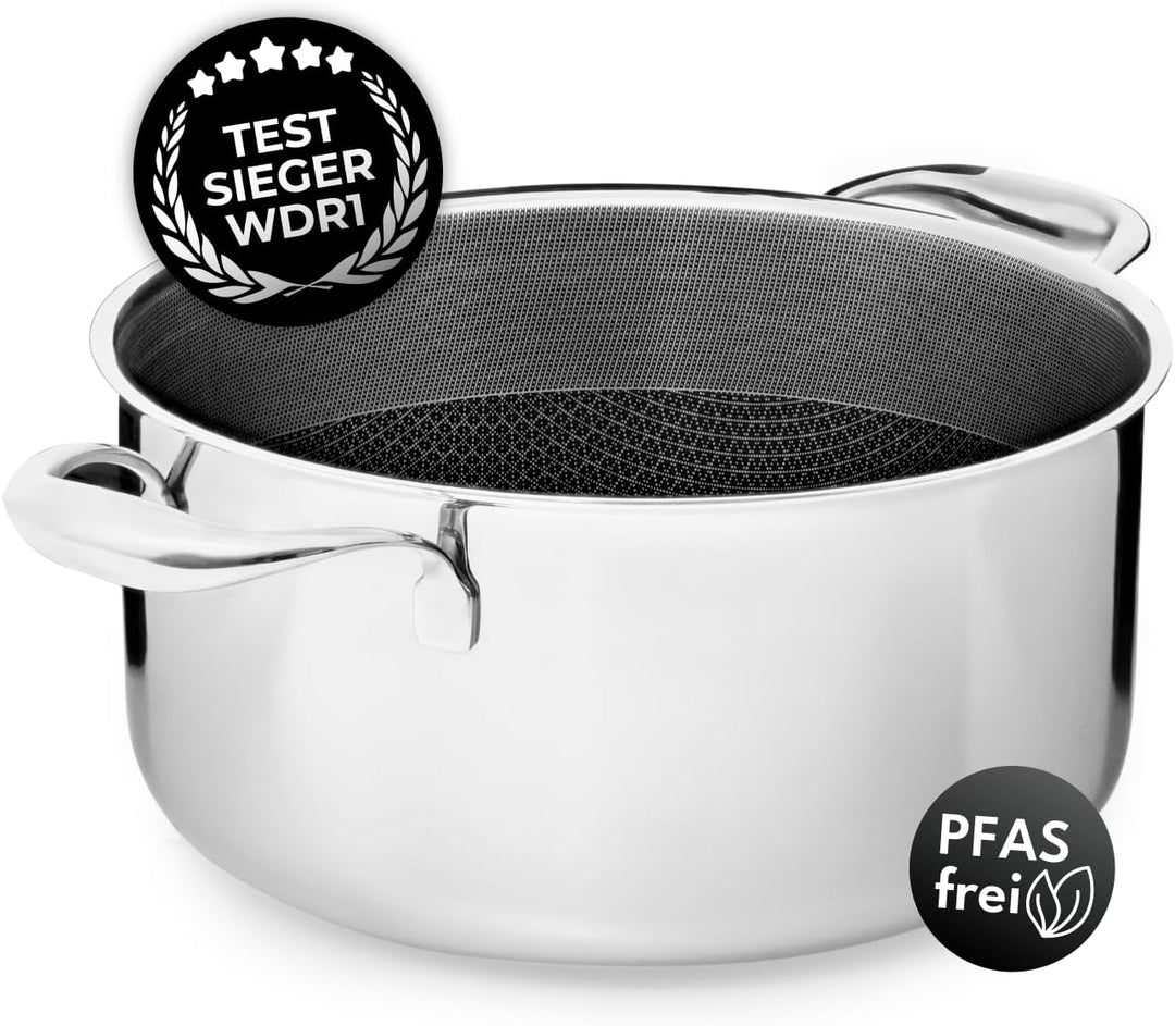 Kochtopf 24 cm, 5l | Beschichteter Topf Induktion | Für Alle Herdarten | Kratzfeste Antihaft-Oberflä