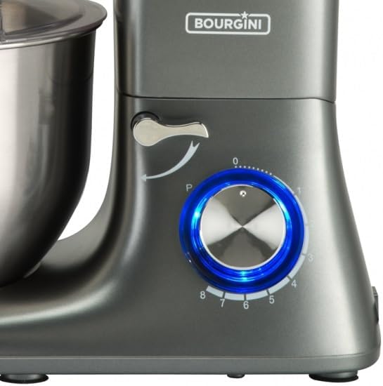 Bourgini Kitchen Chef Plus Grey 5.5L - Küchenmaschine (Grau Metallic)