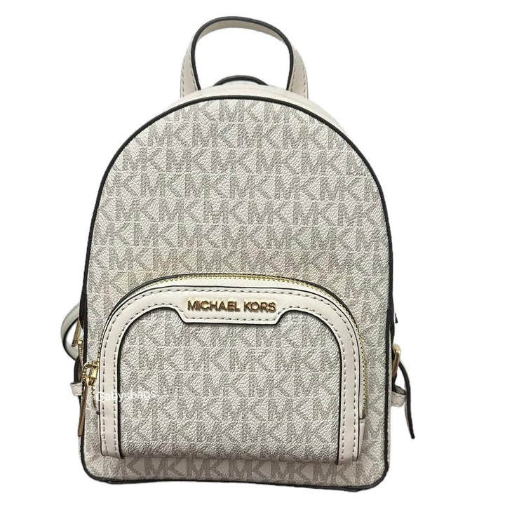 Michael Kors Jaycee XS Mini Convertible Rucksack MK Signature Crossbody (Light Cream), Helles Cremew