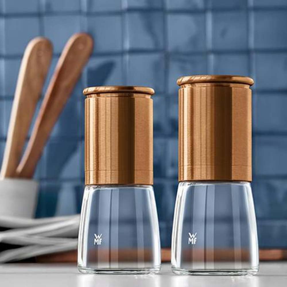 WMF De Luxe Salz und Pfeffermühle Set 2-teilig, unbefüllt, 14 cm, Glas, Keramikmahlwerk, Mühle für S