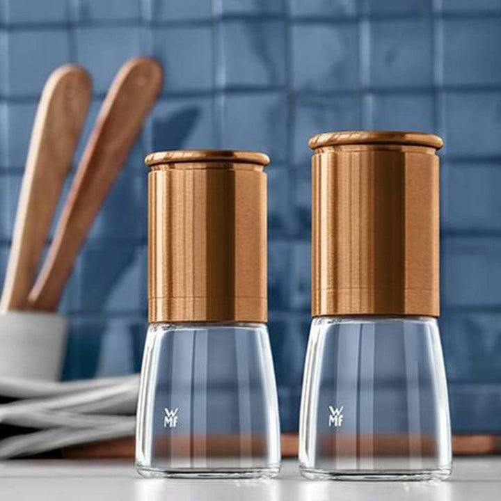 WMF De Luxe Salz und Pfeffermühle Set 2-teilig, unbefüllt, 14 cm, Glas, Keramikmahlwerk, Mühle für S