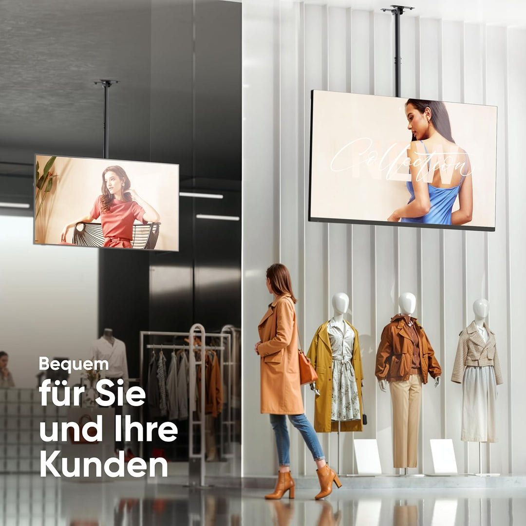 ONKRON TV Deckenhalterung für 32-80 Zoll Fernseher bis 68 kg, Deckenhalterung für Fernseher höhenver