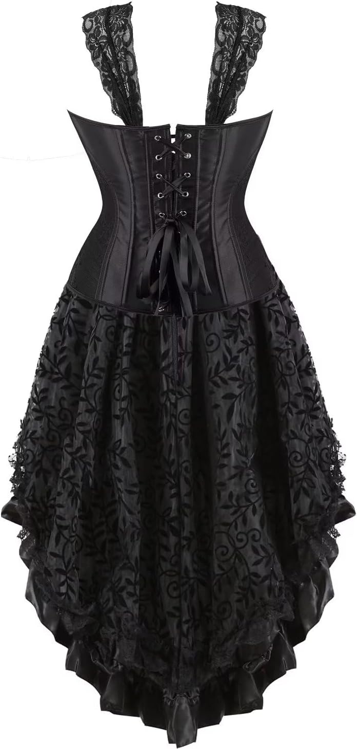 Jutrisujo Korsett Damen Kleid Corsage Gothic Korsagen Corset Reissverschluss Schnüren Reizwäsche Kos