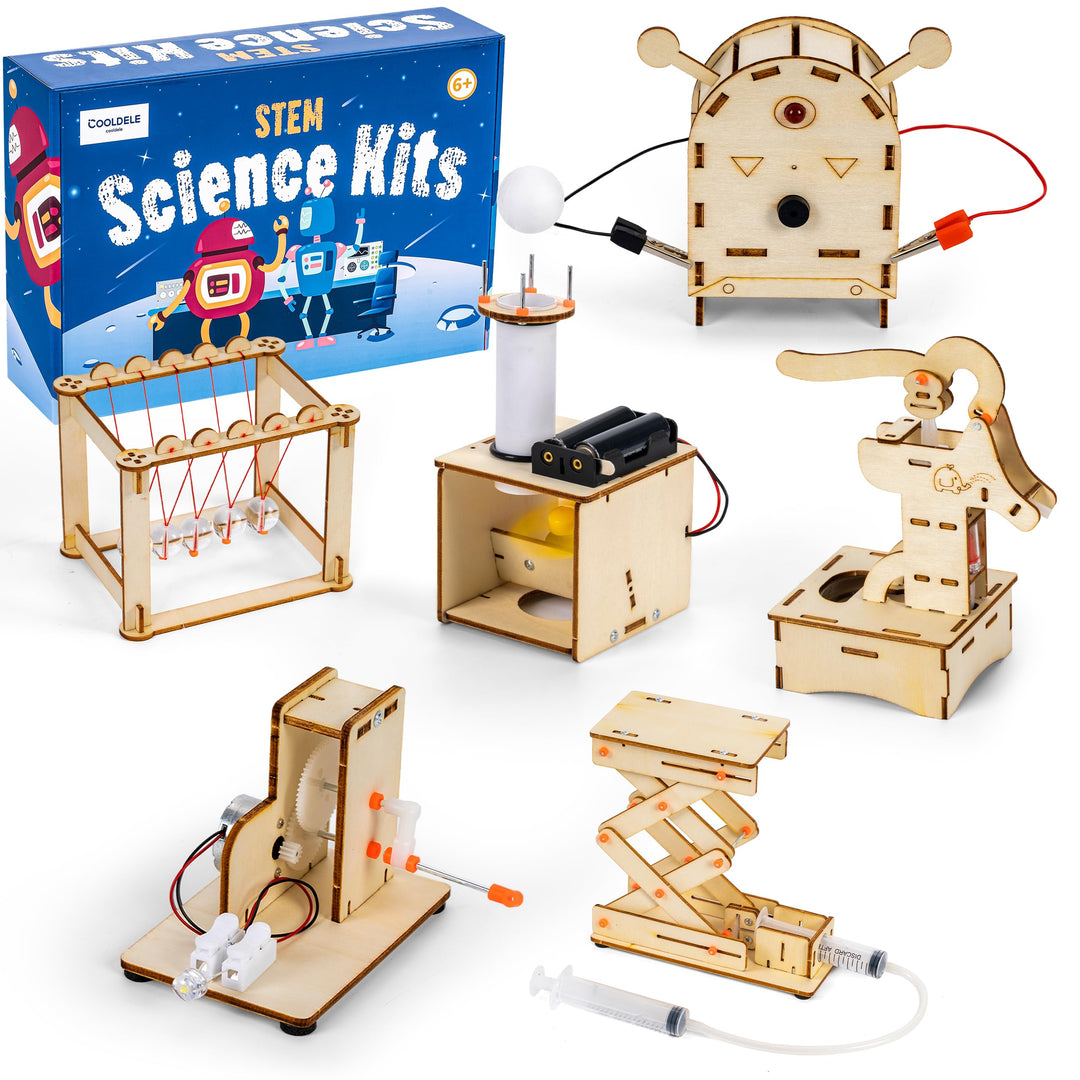 6-in-1 Holz STEM Experimente für Kinder ab 8 9 10 11 12 13 14, Holz DIY Auto Flugzeuge Bausatz Exper