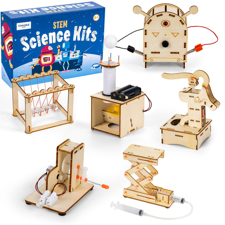 6-in-1 Holz STEM Experimente für Kinder ab 8 9 10 11 12 13 14, Holz DIY Auto Flugzeuge Bausatz Exper