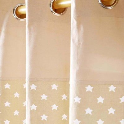 Homescapes Vorhang Kinderzimmer Ösenvorhang Kindervorhang Stars 2er Set beige 137 x 228 cm (Breite x