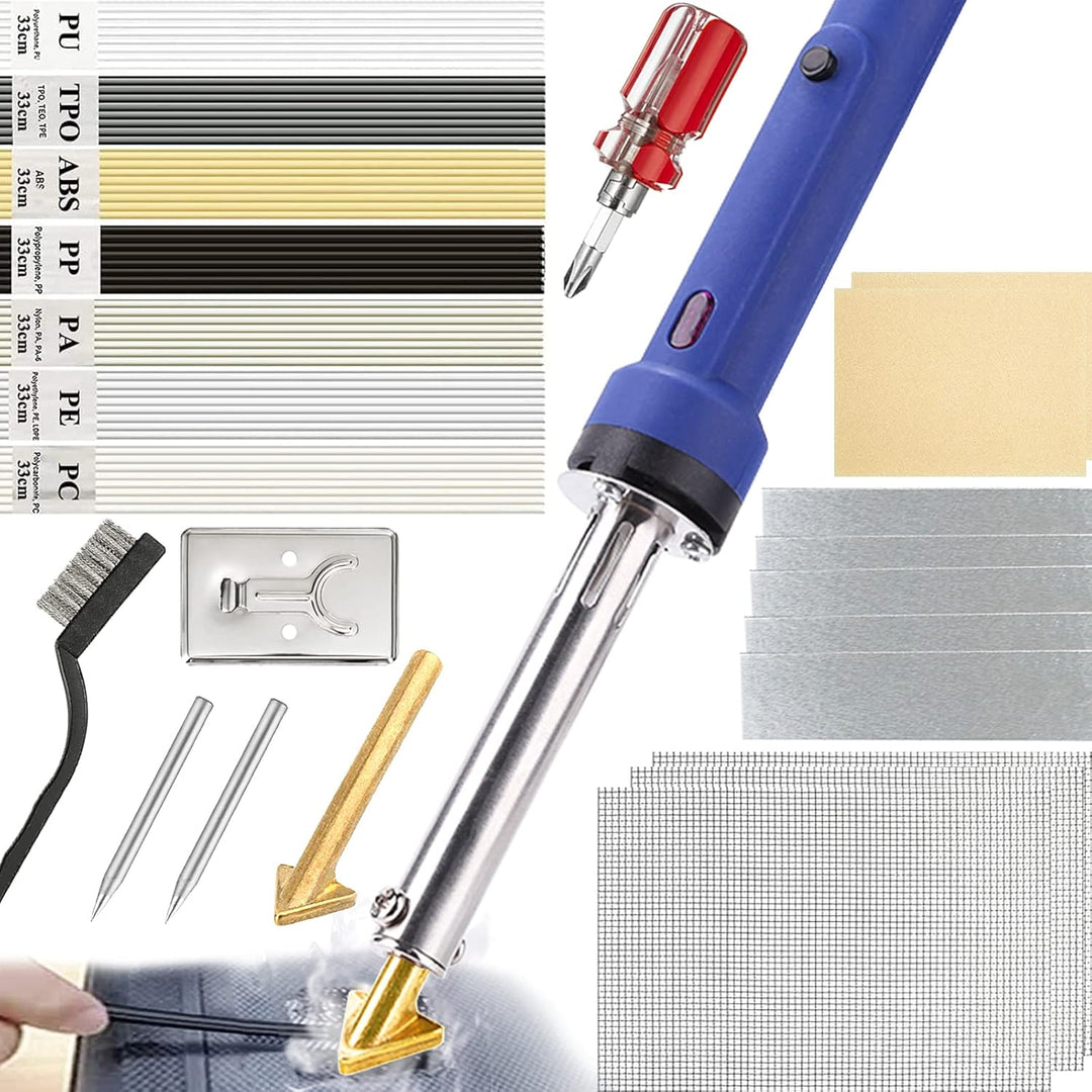 Kunststoff Schweissgerät, 100W Kunststoff Schweissen mit 7 Typen 56 Schweissstäbe,Kunststoff Reparat