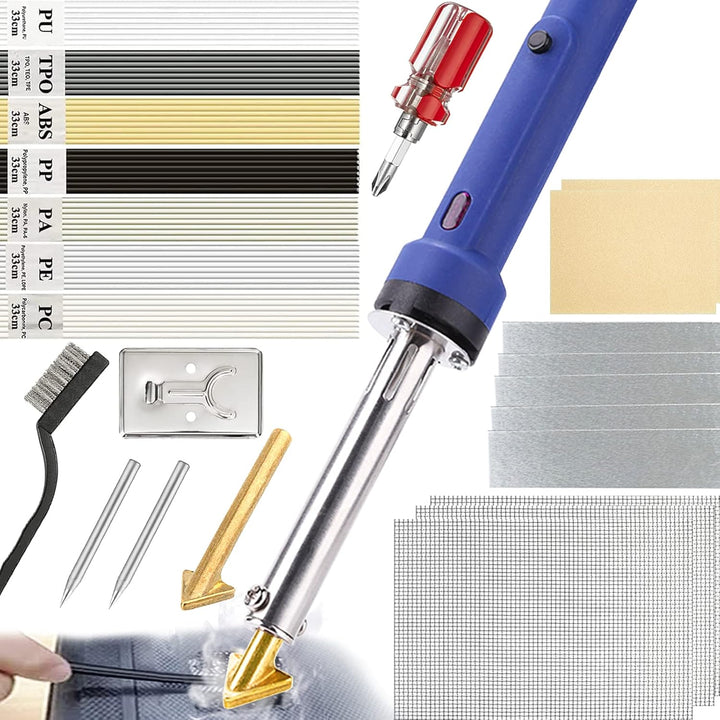 Kunststoff Schweissgerät, 100W Kunststoff Schweissen mit 7 Typen 56 Schweissstäbe,Kunststoff Reparat