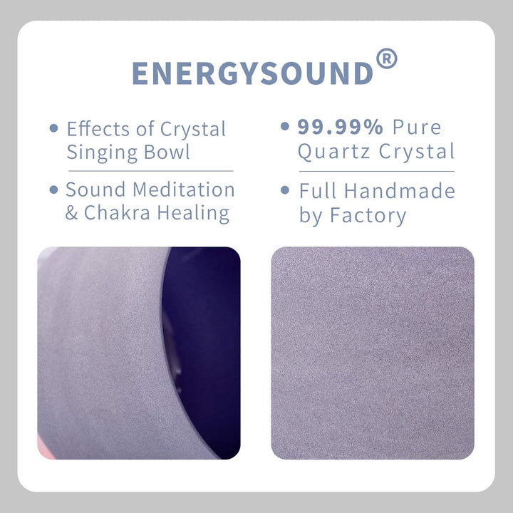 Klangschale aus mattiertem Quarzkristall, 432 Hz, für Third Eye Chakra/Third Eye Chakra, 20,3 cm, mi