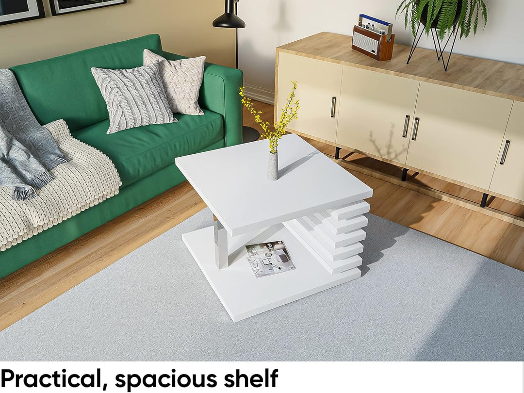 MEBLINI Kleiner Couchtisch Quadratisch mit Stauraum für Wohnzimmer - Wohnzimmertisch Modern Klein -