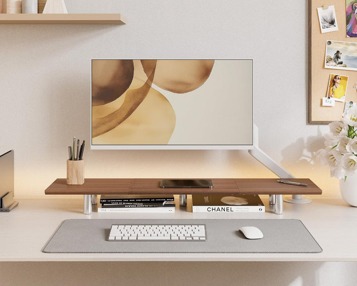 Fenge Grosser Monitorständer 100cm Dual Monitor Stands Riser mit Höhenverstellbarem Bein,Multifunkti