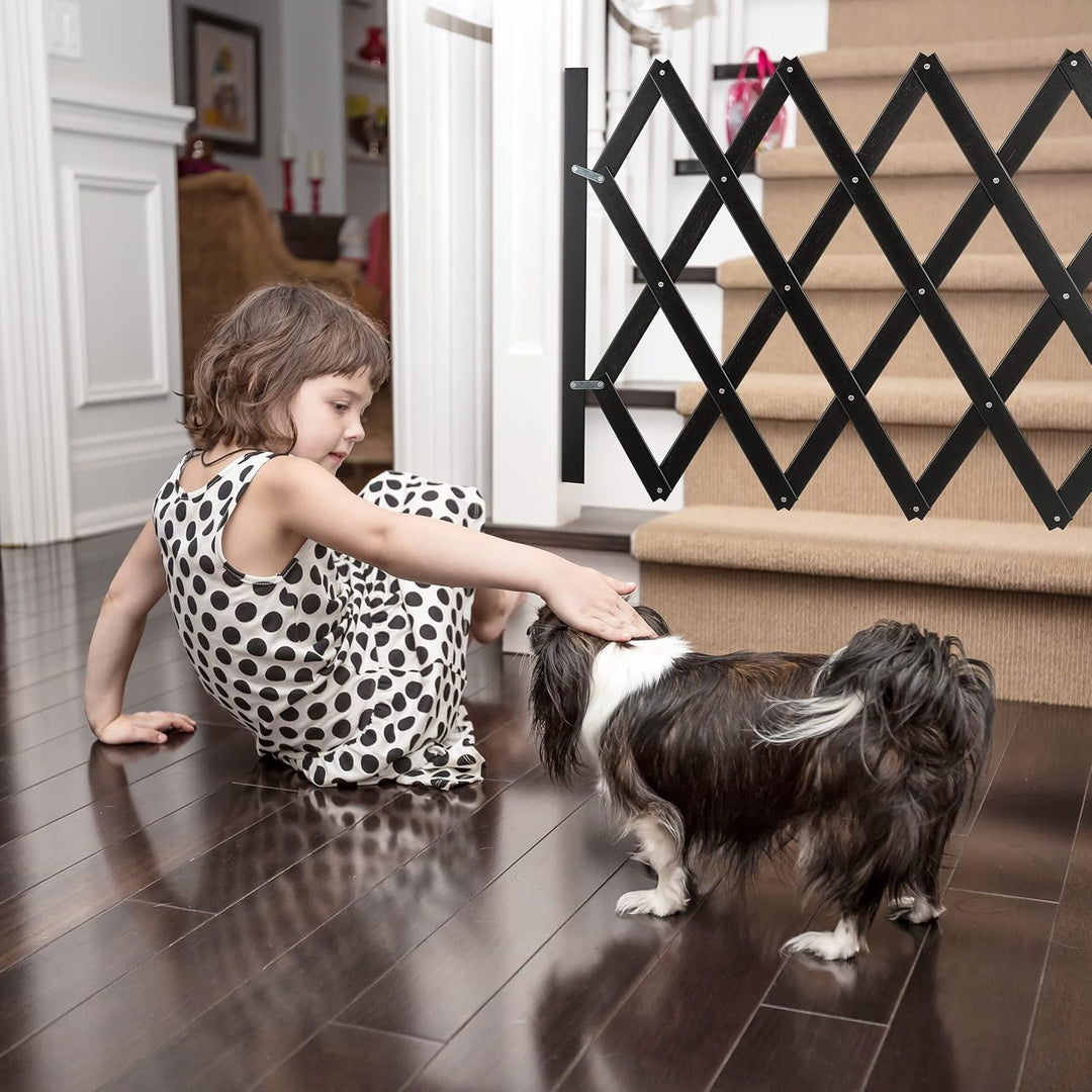 Relaxdays Hundeabsperrgitter, ausziehbar bis 126 cm, 70-82 cm hoch, Bambus, Hunde Schutzgitter für T