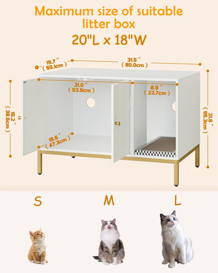 Katzenklo Schrank, Katzenkloschrank mit Doppeltüren, Katzenhaus mit Kratzmatte, hohe Beine, für Katz