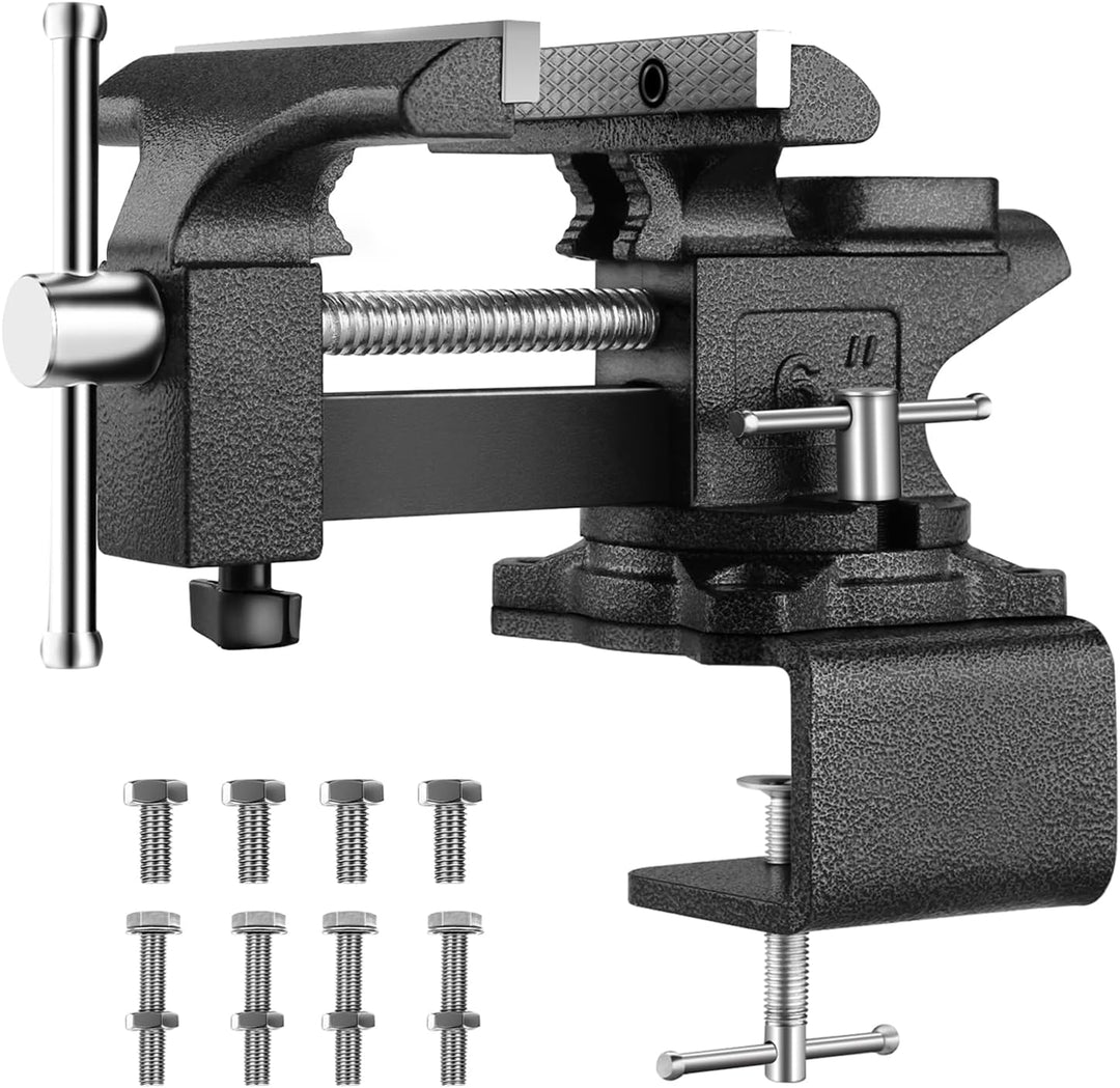 TEENO Schraubstock 6 inch 7.6kg 150 mm Kieferbreite,Maximale Öffnung 115 mm，Tischschraubstock drehba