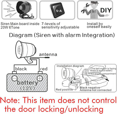 Auto-Einbruchmeldeanlage, Riloer Universal Alarmanlage Mit 2 Fernbedienung, Cw-8110 Auto-Sicherheits