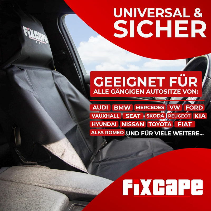 fixcape PRO Auto-Sitzschoner Vordersitze universal wasserdicht (schwarz) – Überwurf Sitzauflage Auto