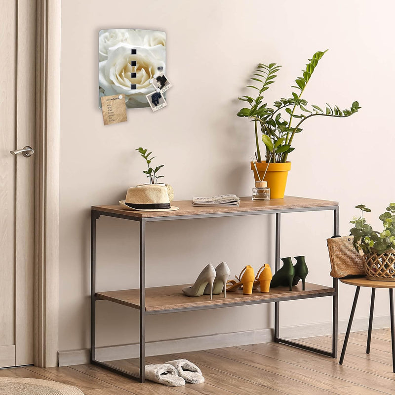 banjado® Design Schlüsselkasten aus Edelstahl mit Motiv White Roses für 10 Schlüssel - Schlüsselschr