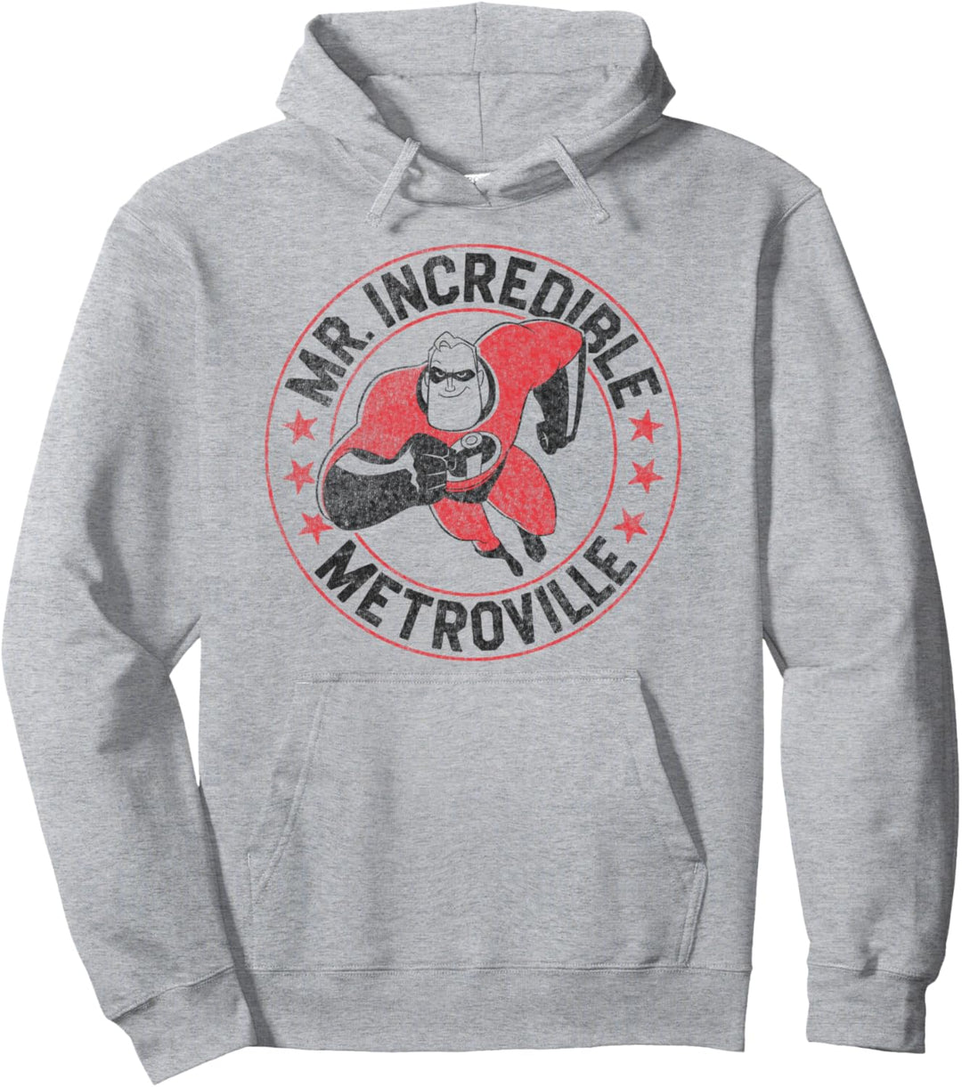 Disney Pixar Incredibles Mr. Incredible Metroville Poster Pullover Hoodie