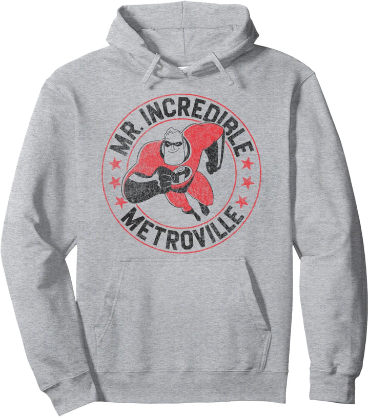 Disney Pixar Incredibles Mr. Incredible Metroville Poster Pullover Hoodie